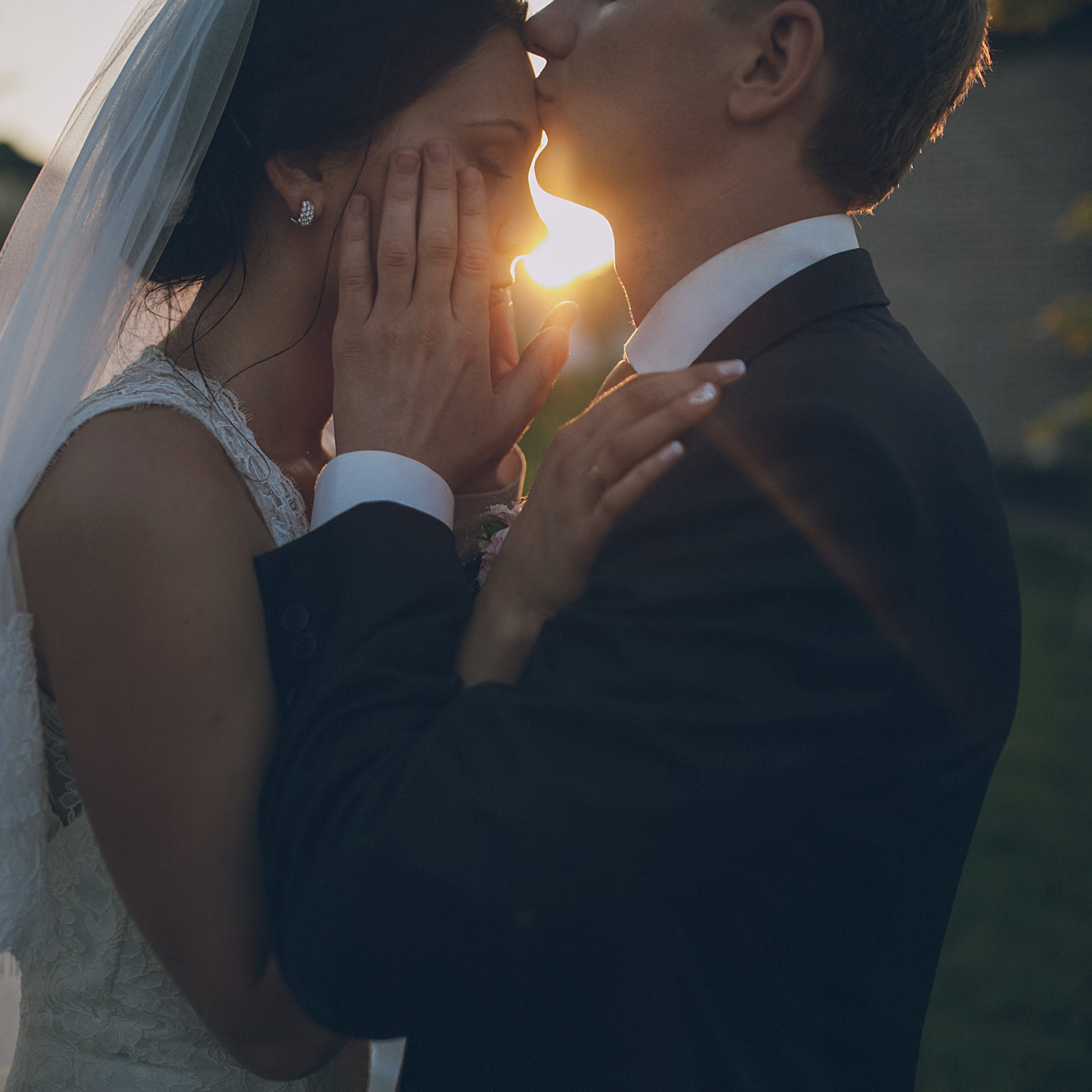 Joyful couple on their wedding day